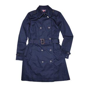 NWT Tommy Hilfiger Women’s Navy Double-Breasted Belted Trench Coat S MSRP $169